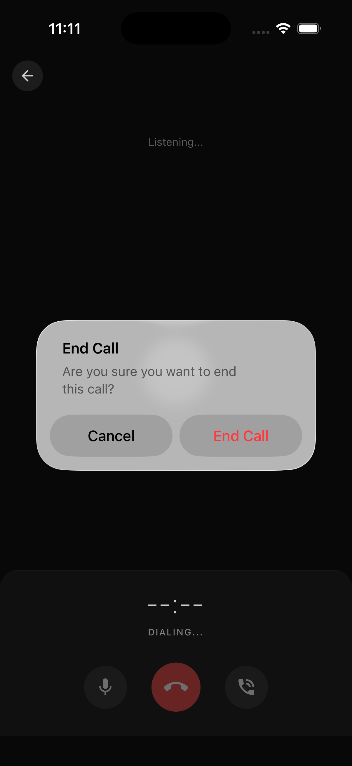End call confirmation dialog