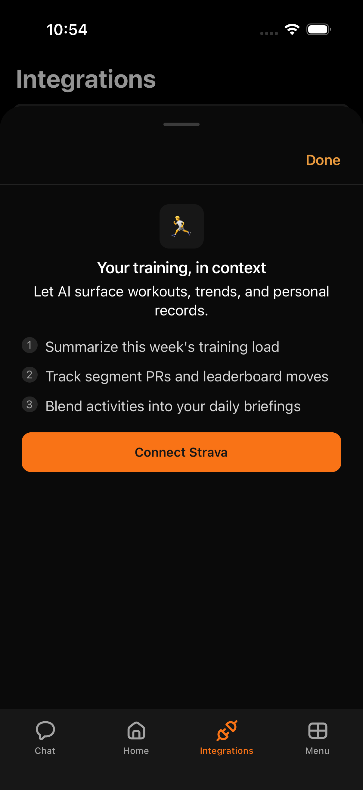Strava connect sheet
