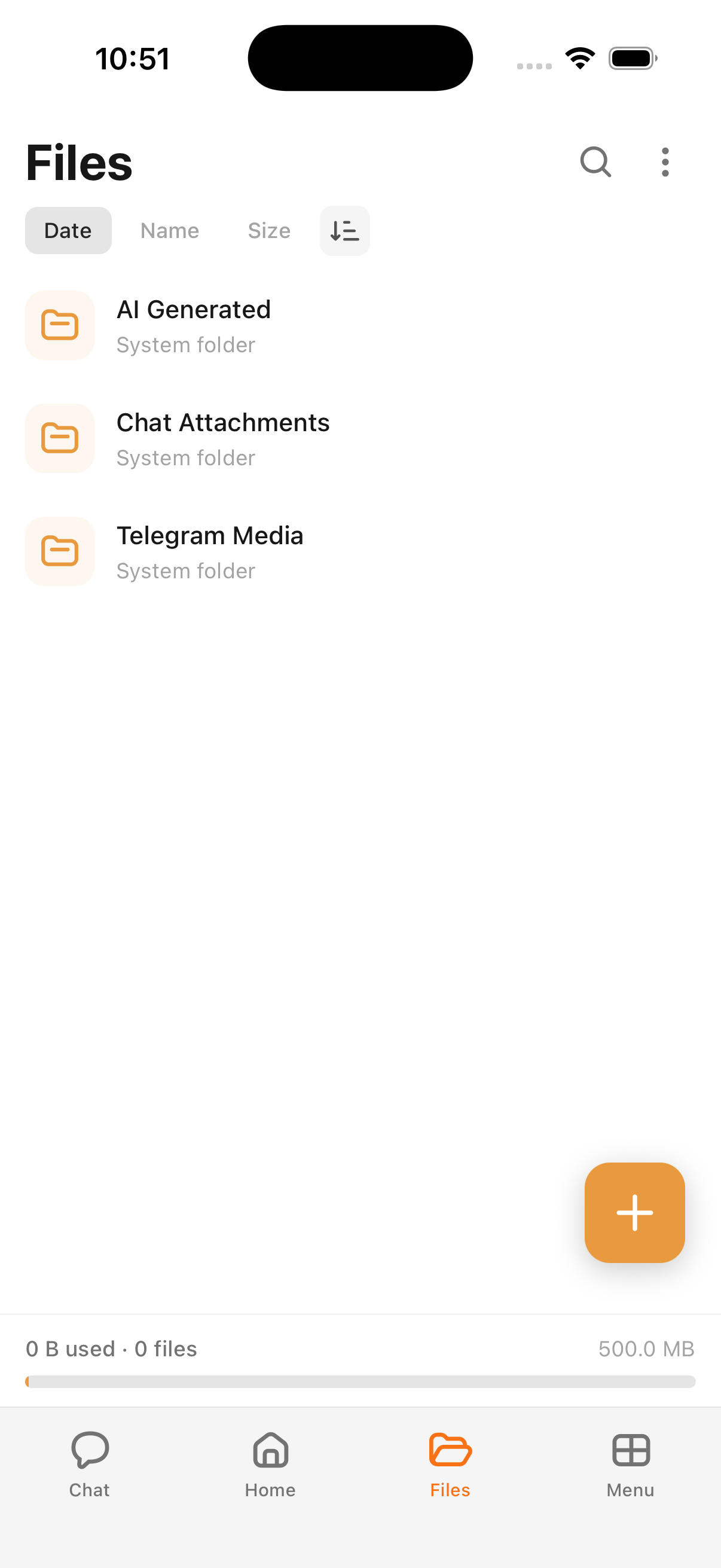 Files browser in the Cloa app