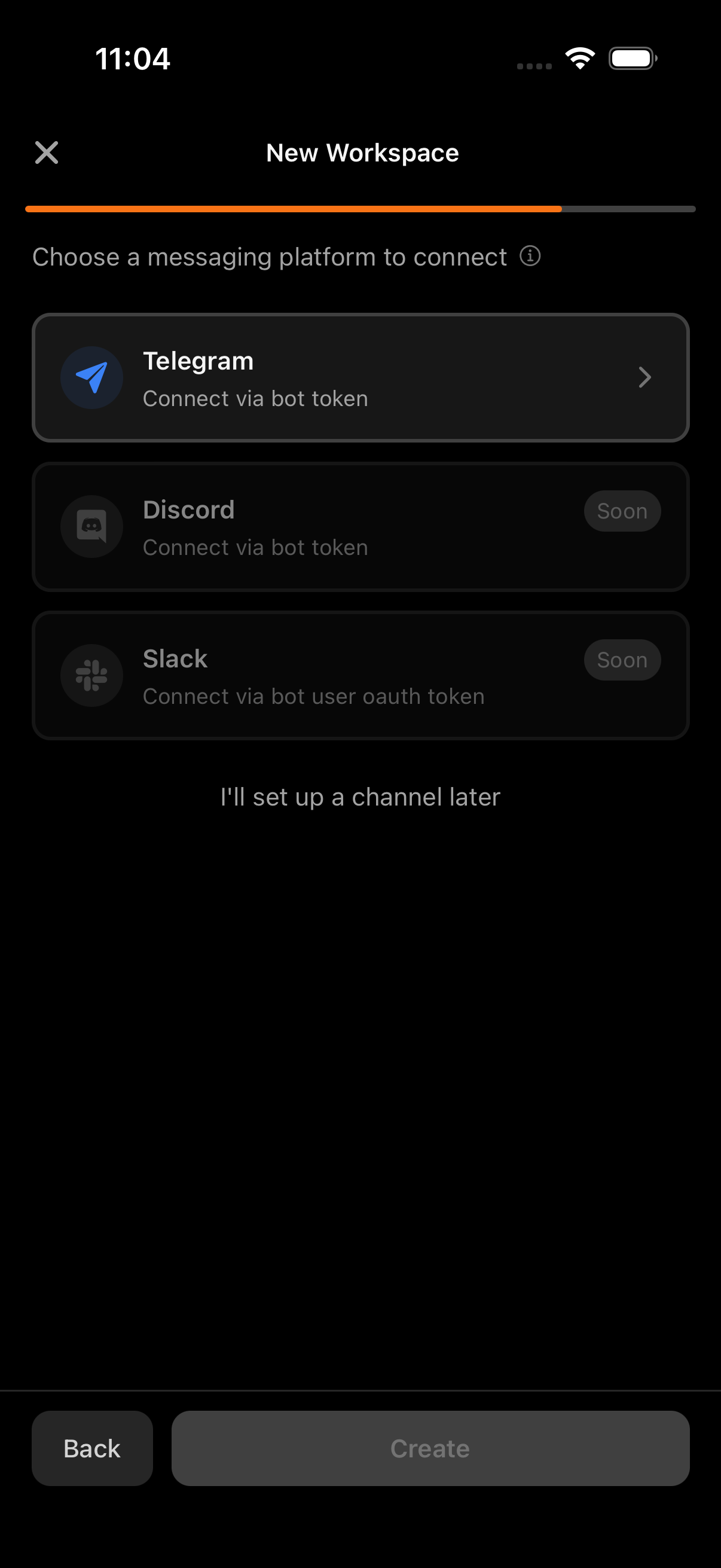 Step 4 choosing a messaging platform to connect